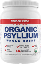 Yerba Prima Organic Psyllium Whole Husks - 20 oz Colon Cleanser | Regularity, Detox, Gluten Free, Non-GMO, Vegan