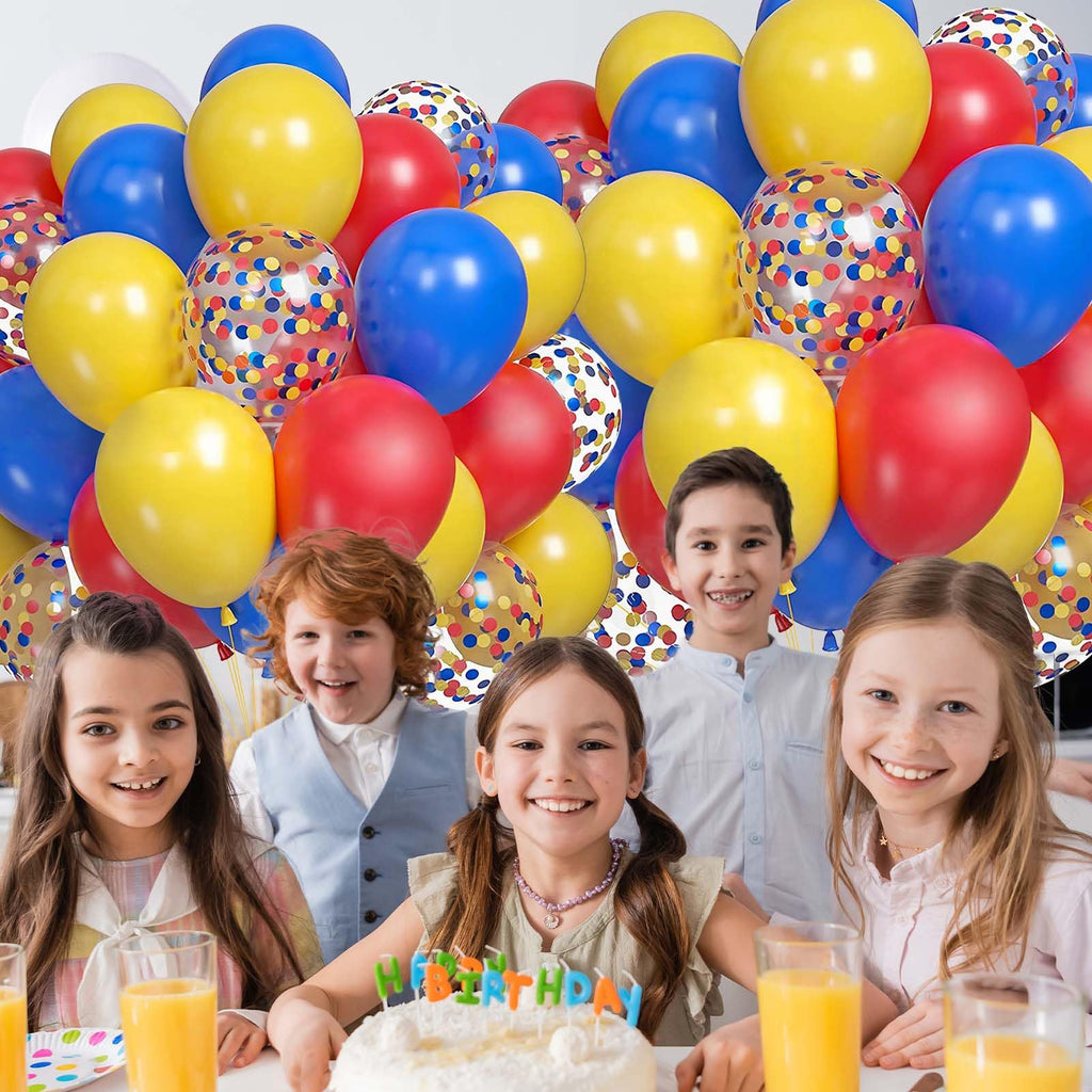 Yexnum 60PCS Balloon Arch Kit – 10in Red, Blue & Yellow Balloons for Carnival & Circus Theme Parties