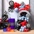 Yexnum Race Car Balloons – 40in Racetrack Number 2 Balloon Set (7 Pcs) – Black Party Decor