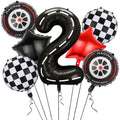 Yexnum Race Car Balloons – 40in Racetrack Number 2 Balloon Set (7 Pcs) – Black Party Decor