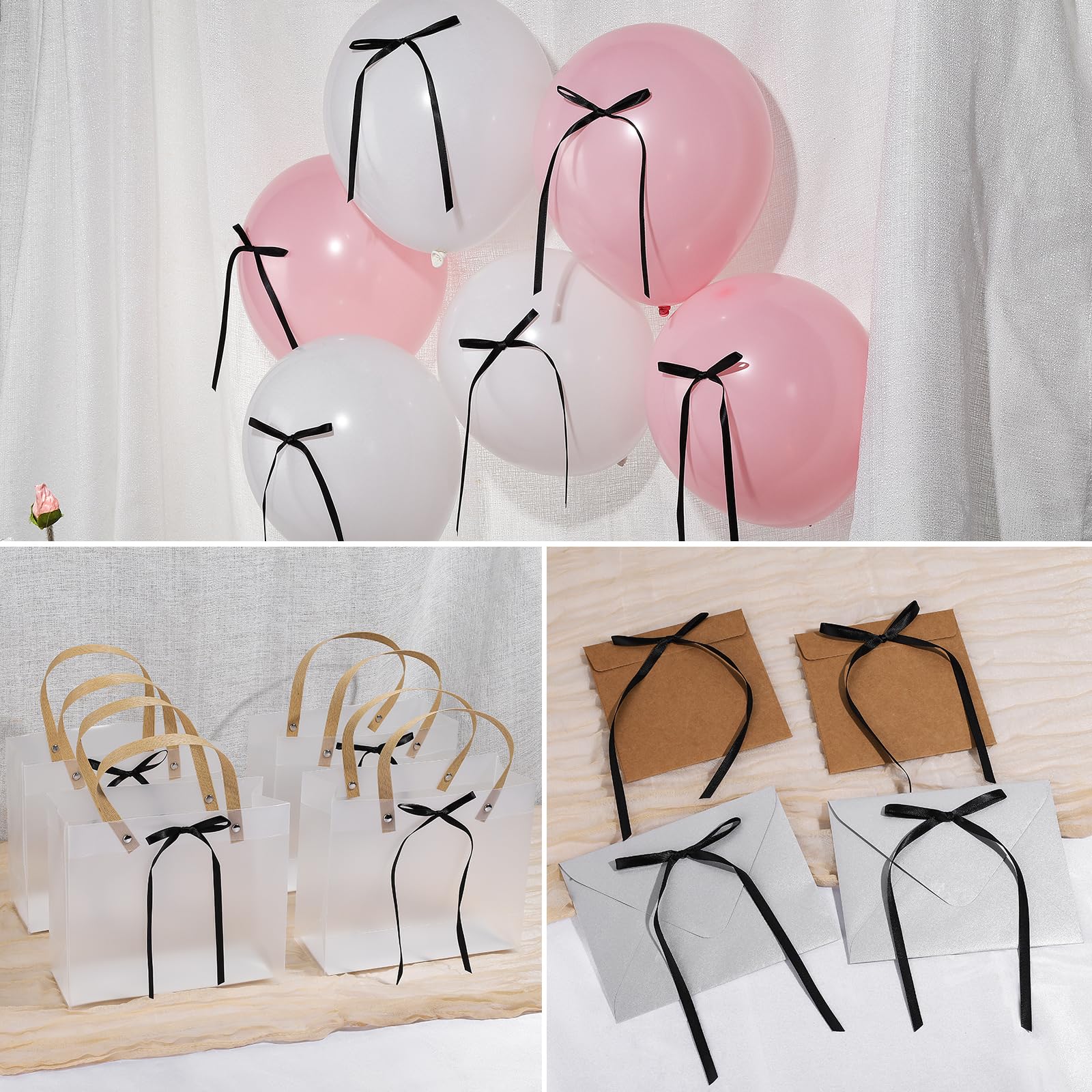 YGDZ Black Bows for Cake – 30pcs Satin Pre-Tied Cake Topper & Vintage Party Decor