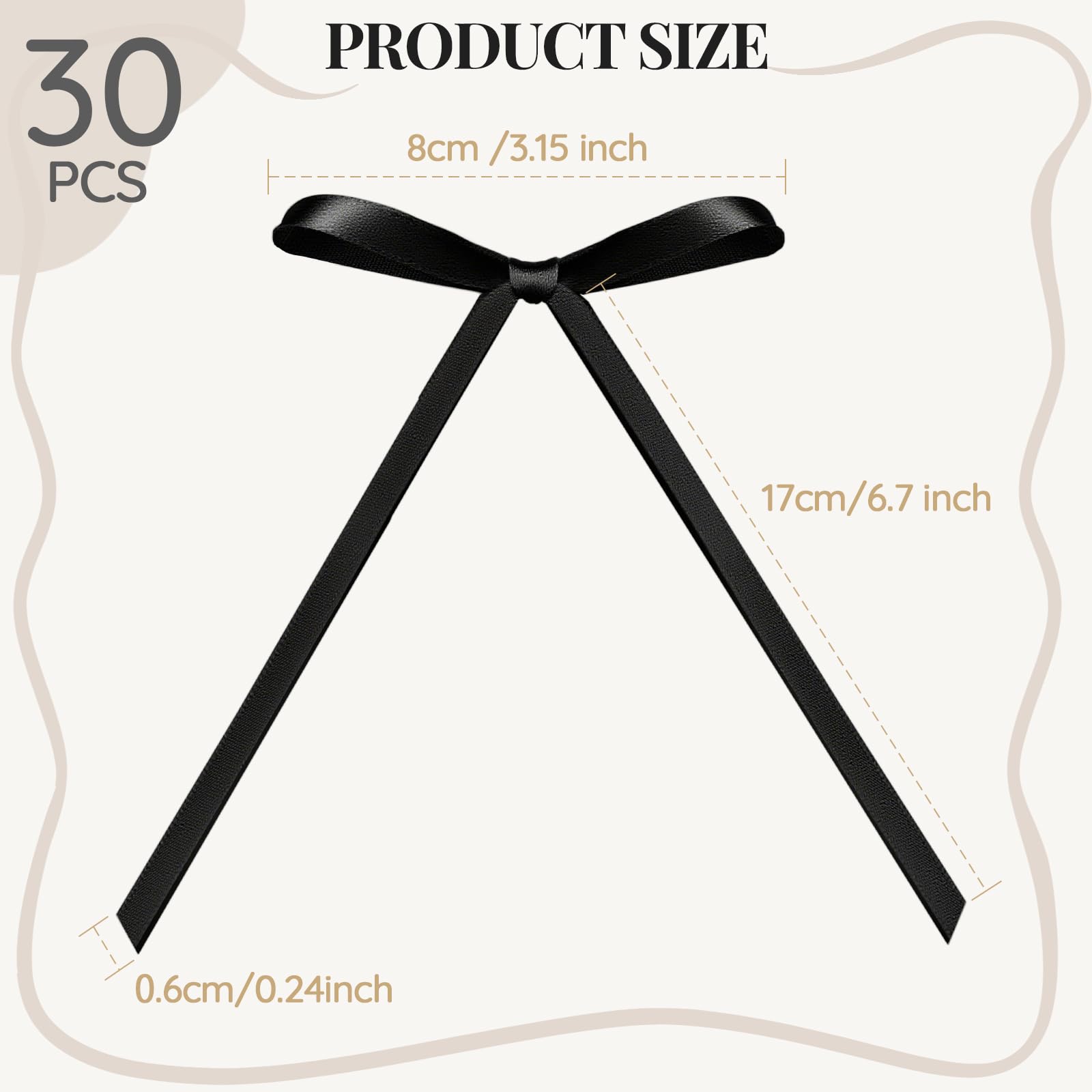 YGDZ Black Bows for Cake – 30pcs Satin Pre-Tied Cake Topper & Vintage Party Decor