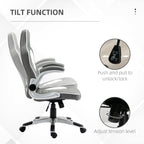 Vinsetto Computer Gaming Chair, Office Desk Swivel Chair, PU Leather Racing Chair with 90\'c2\'b0 Flip-up Armrest, Adjustable Height and Rolling Wheels, Grey