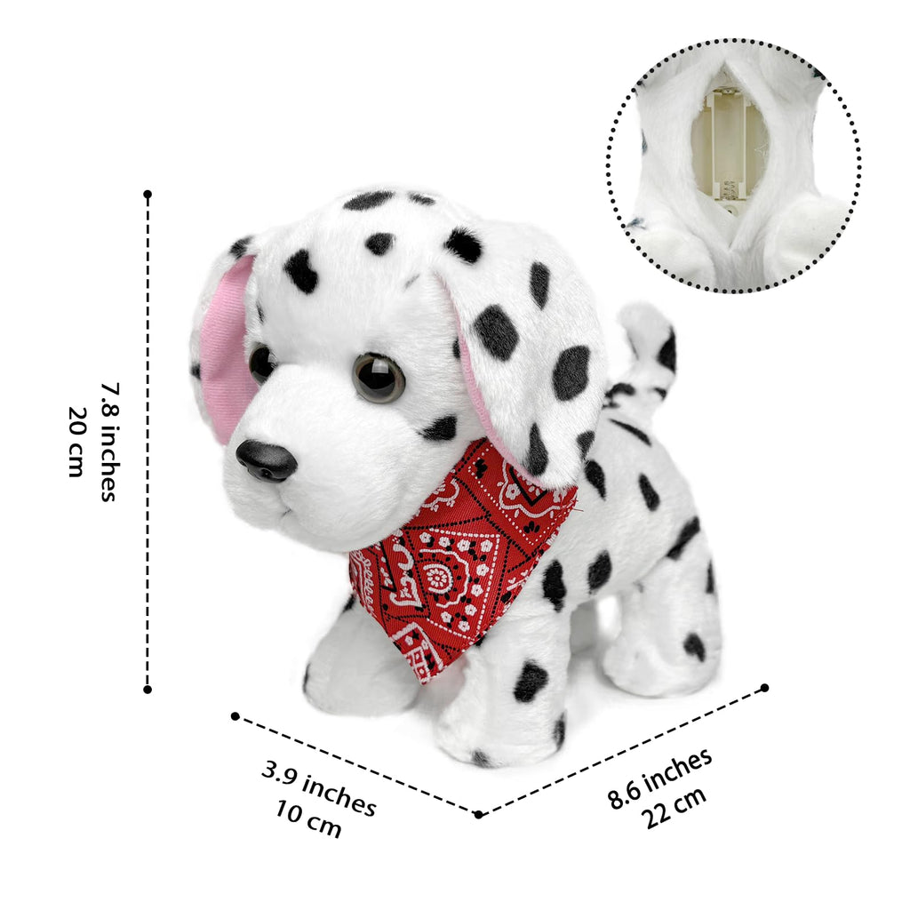 YH YUHUNG Interactive Dalmatian Walking Dog Toy with Leash Remote – Plush Puppy That Walks, Barks & Wags