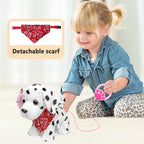 YH YUHUNG Interactive Dalmatian Walking Dog Toy with Leash Remote – Plush Puppy That Walks, Barks & Wags