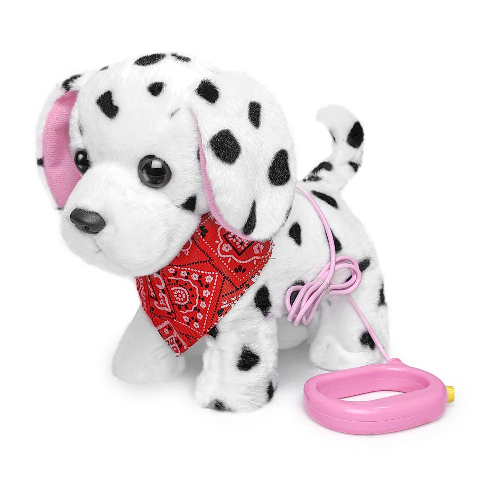 YH YUHUNG Interactive Dalmatian Walking Dog Toy with Leash Remote – Plush Puppy That Walks, Barks & Wags