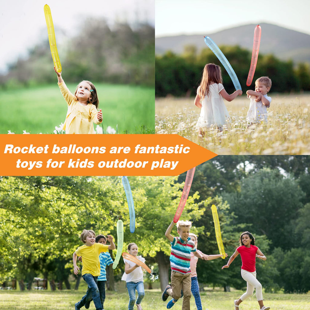 YHmall 100pc Rocket Balloons with Pumps – Colorful Giant Party Balloons