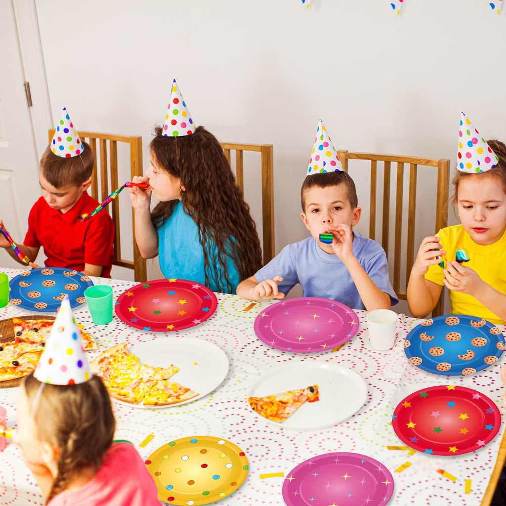 Yiaoyinnz 48 Pcs Street Theme Party Plates – 7-Inch Disposable Cookie Plates for Kids' Parties