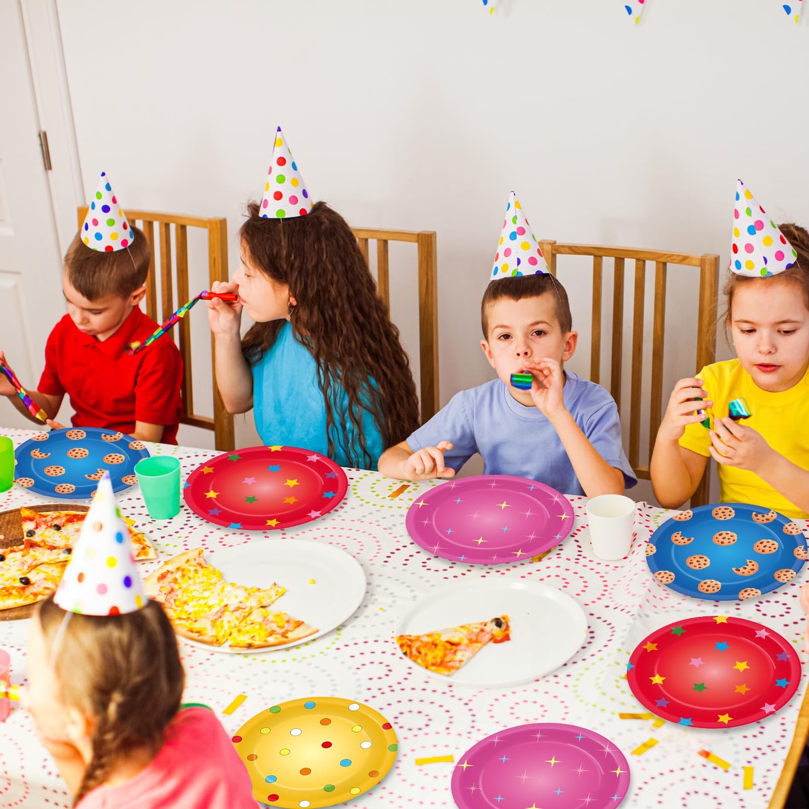 Yiaoyinnz 48 Pcs Street Theme Party Plates – 7-Inch Disposable Cookie Plates for Kids' Parties