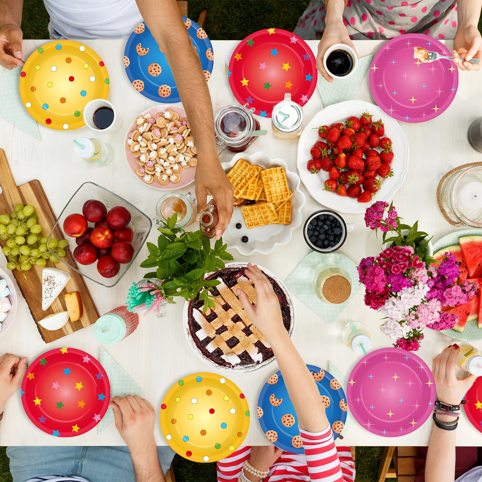 Yiaoyinnz 48 Pcs Street Theme Party Plates – 7-Inch Disposable Cookie Plates for Kids' Parties
