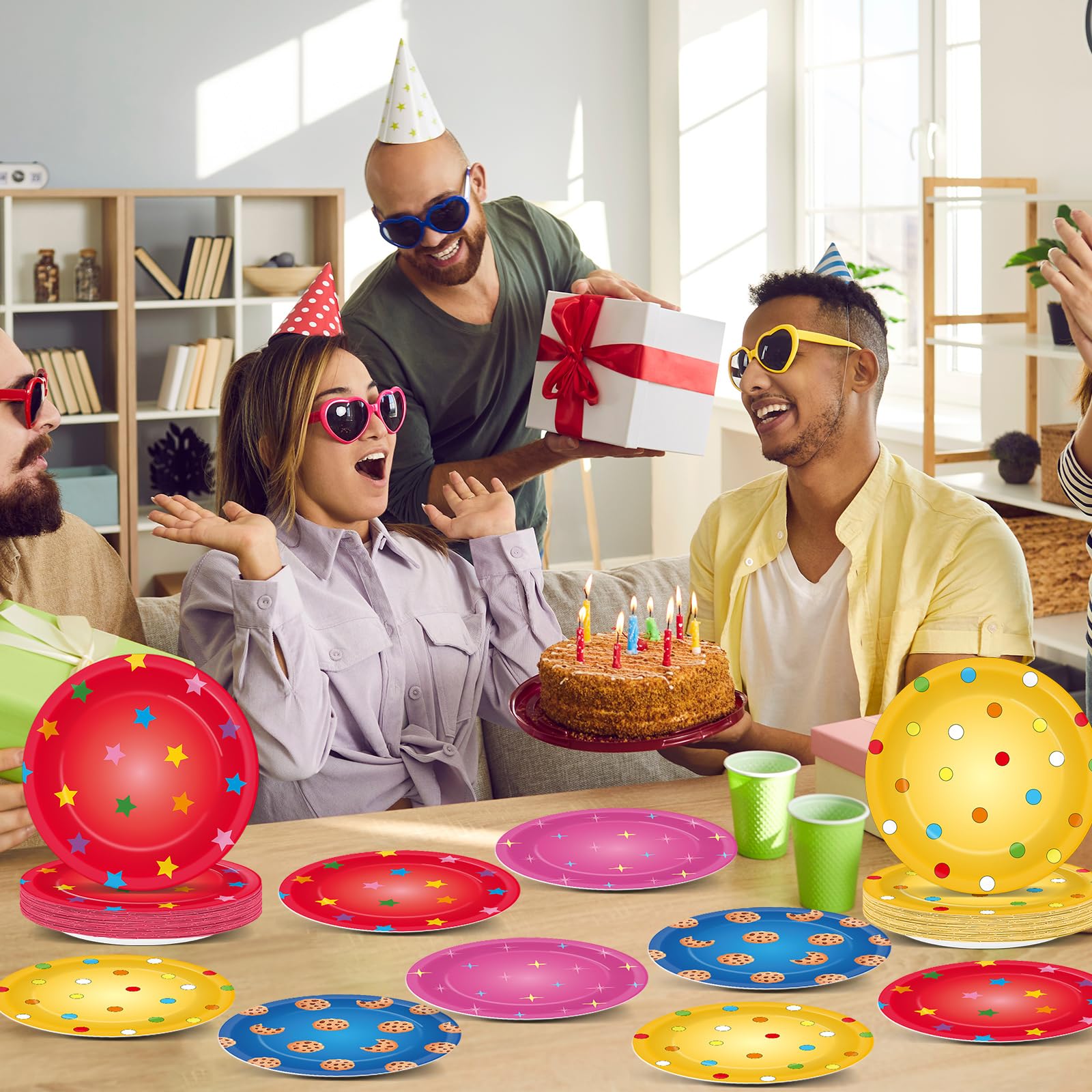 Yiaoyinnz 48 Pcs Street Theme Party Plates – 7-Inch Disposable Cookie Plates for Kids' Parties