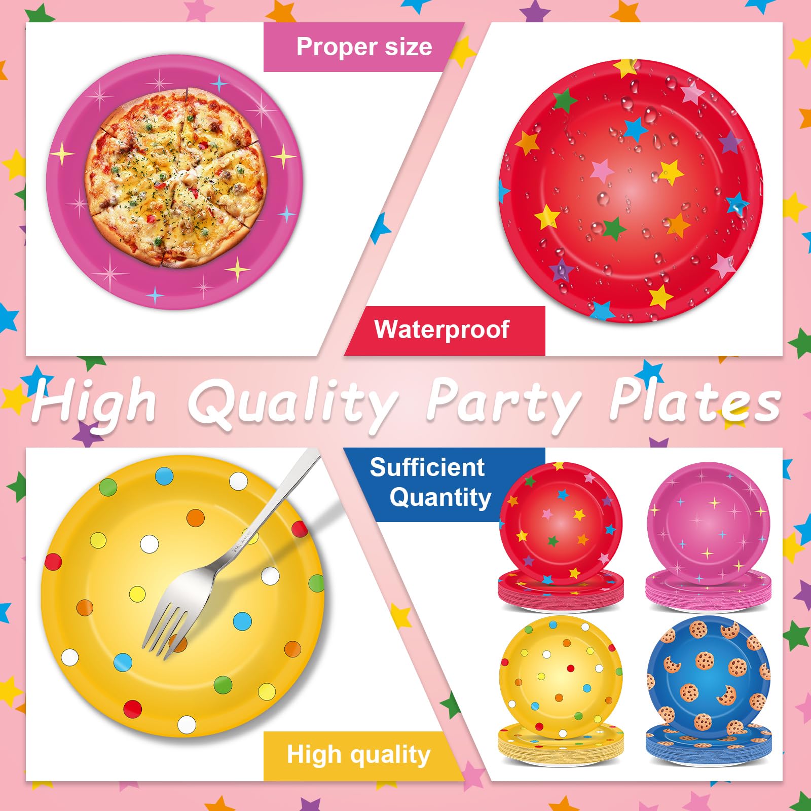 Yiaoyinnz 48 Pcs Street Theme Party Plates – 7-Inch Disposable Cookie Plates for Kids' Parties