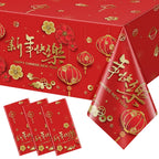 YIDAKO 3-Pack Chinese New Year Tablecloths 108 x 54 in | Disposable Red Festive Table Covers