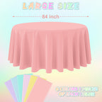 YIDAKO 6Pcs Round Pastel Tablecloths – 84-Inch Disposable Rainbow Mix Color Table Covers