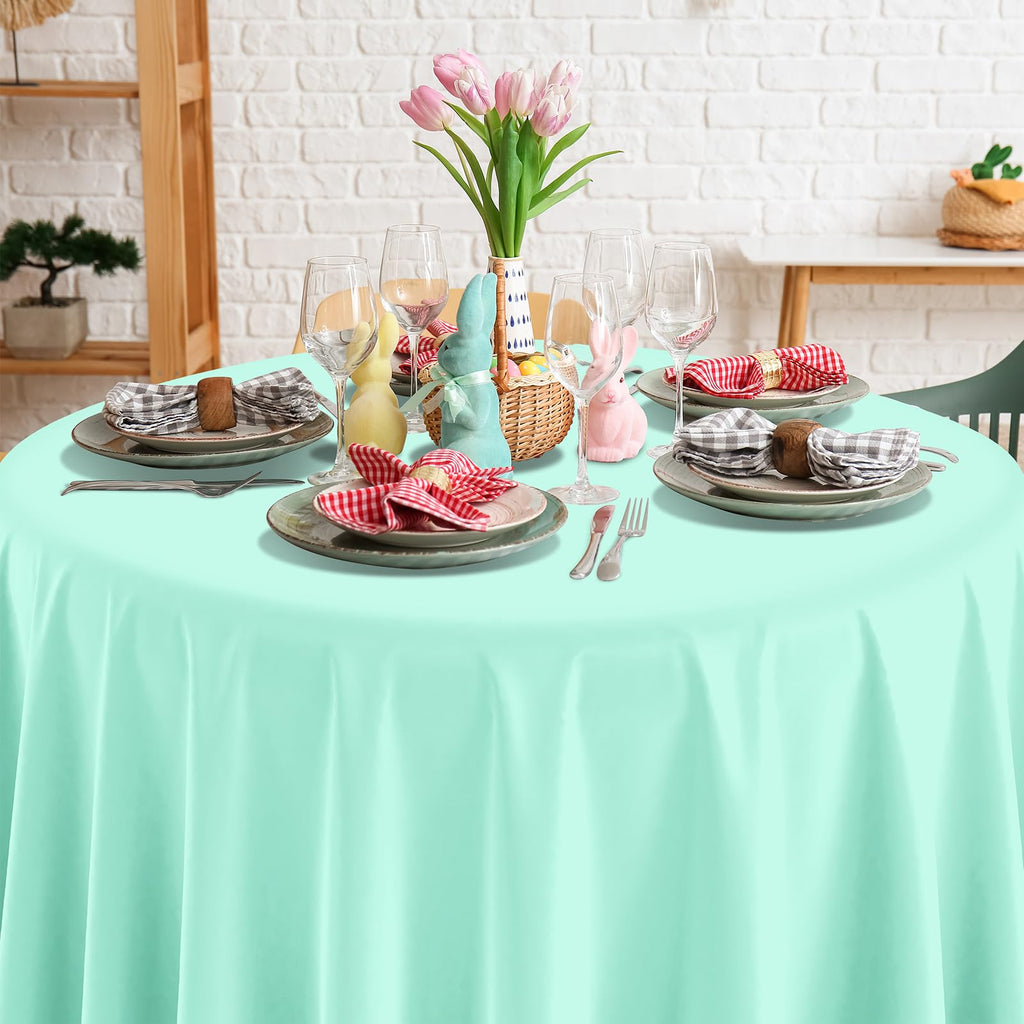 YIDAKO 6Pcs Round Pastel Tablecloths – 84-Inch Disposable Rainbow Mix Color Table Covers