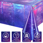 YIDAKO 3Pcs Iridescent Space Tablecloths - Purple Galaxy Disposable Table Covers, 54x108 Inch
