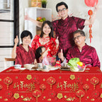 YIDAKO 3-Pack Chinese New Year Tablecloths 108 x 54 in | Disposable Red Festive Table Covers