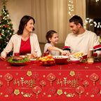 YIDAKO 3-Pack Chinese New Year Tablecloths 108 x 54 in | Disposable Red Festive Table Covers