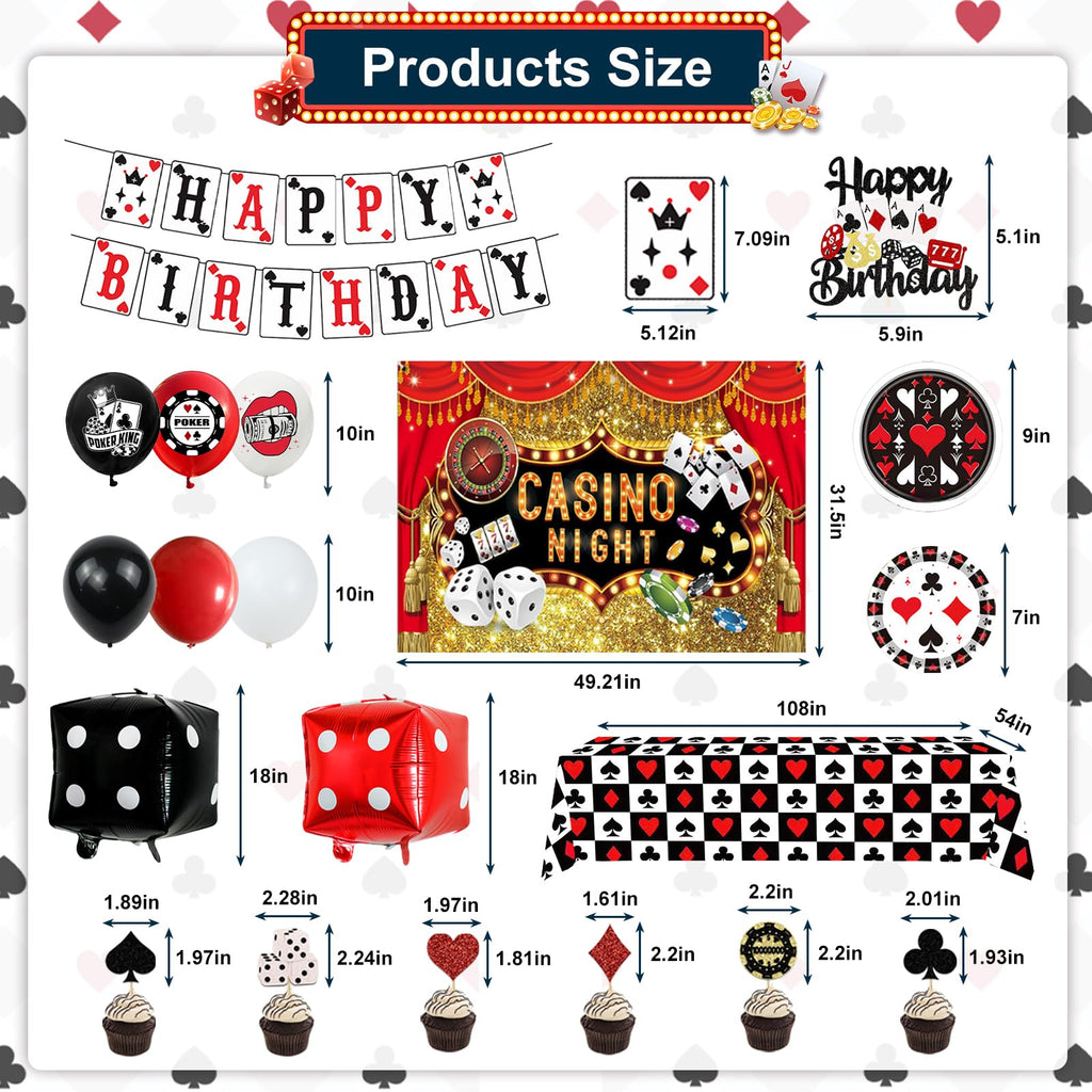 YIGZAG 81 PCS Casino Theme Party Decorations – Las Vegas Night Supplies