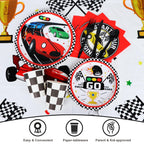 YIGZAG Race Car Birthday Party Decorations – 140-Piece Set with Backdrop, Balloons & Tableware