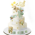 Yinder Bear Cake Toppers – Mini Bears with Green Bows & Pearl Balls
