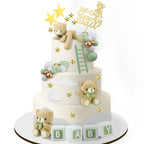 Yinder Bear Cake Toppers – Mini Bears with Green Bows & Pearl Balls