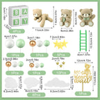 Yinder Bear Cake Toppers – Mini Bears with Green Bows & Pearl Balls