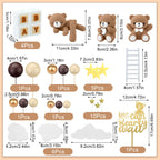 Yinder Bear Cake Toppers – Mini Bear Decorations in Dark Brown with Gold & White Pearl Balls