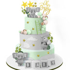 Yinder Elephant Cake Toppers – Green & Gold Pearl Ball 41-Piece Set for Cakes