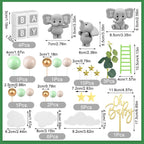 Yinder Elephant Cake Toppers – Green & Gold Pearl Ball 41-Piece Set for Cakes