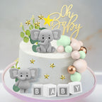 Yinder Elephant Cake Toppers – Green & Gold Pearl Ball 41-Piece Set for Cakes