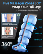 YINGGG Leg Massager with Heat & Full-Leg Compression — Cordless Recovery, 5 Massage Areas, 8 Intensities (Two Legs)