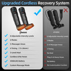 YINGGG Leg Massager with Heat & Full-Leg Compression — Cordless Recovery, 5 Massage Areas, 8 Intensities (Two Legs)