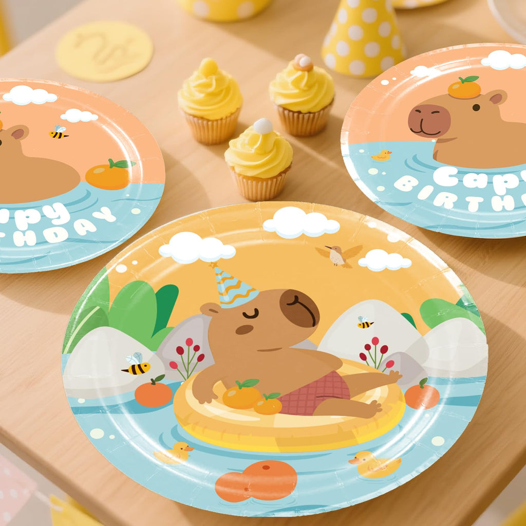 Yingoto 213 PCS Capybara Birthday Decorations & Tableware for 25 Guests