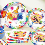 Yingoto 200pc Paint Party Decorations – Disposable Tableware & 2 Tablecloths