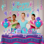 Yingoto 170 PCS Gymnastics Birthday Party Decorations for 20 Guests | Banner, Balloons, Cake Topper, Plates & Napkins