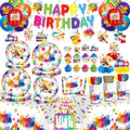 Yingoto 200pc Paint Party Decorations – Disposable Tableware & 2 Tablecloths
