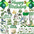 Yingoto Snake Party Decorations – Jungle Reptile Birthday Banner, Tableware & Cake Topper Set