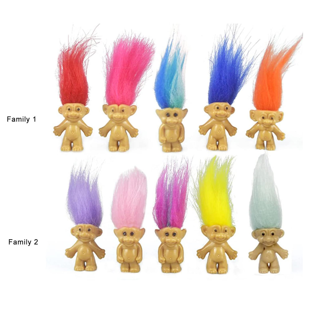 Yintlilocn 16pcs Mini Troll Dolls – PVC Vintage Troll Figures, 1.2 inch, Cake Toppers & Party Favors