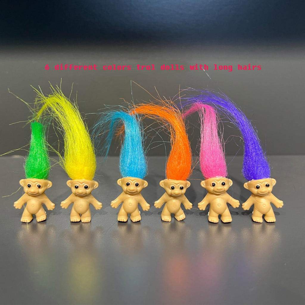 Yintlilocn 16pcs Mini Troll Dolls – PVC Vintage Troll Figures, 1.2 inch, Cake Toppers & Party Favors