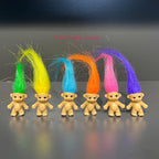 Yintlilocn 12pcs Long-Haired Mini Troll Dolls – Assorted Hair Colors, 0.78-inch Bodies, 2-inch Hair, Cake Toppers