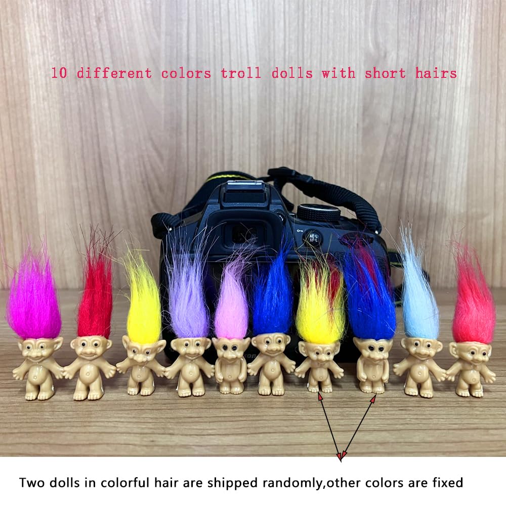 Yintlilocn 16pcs Mini Troll Dolls – PVC Vintage Troll Figures, 1.2 inch, Cake Toppers & Party Favors