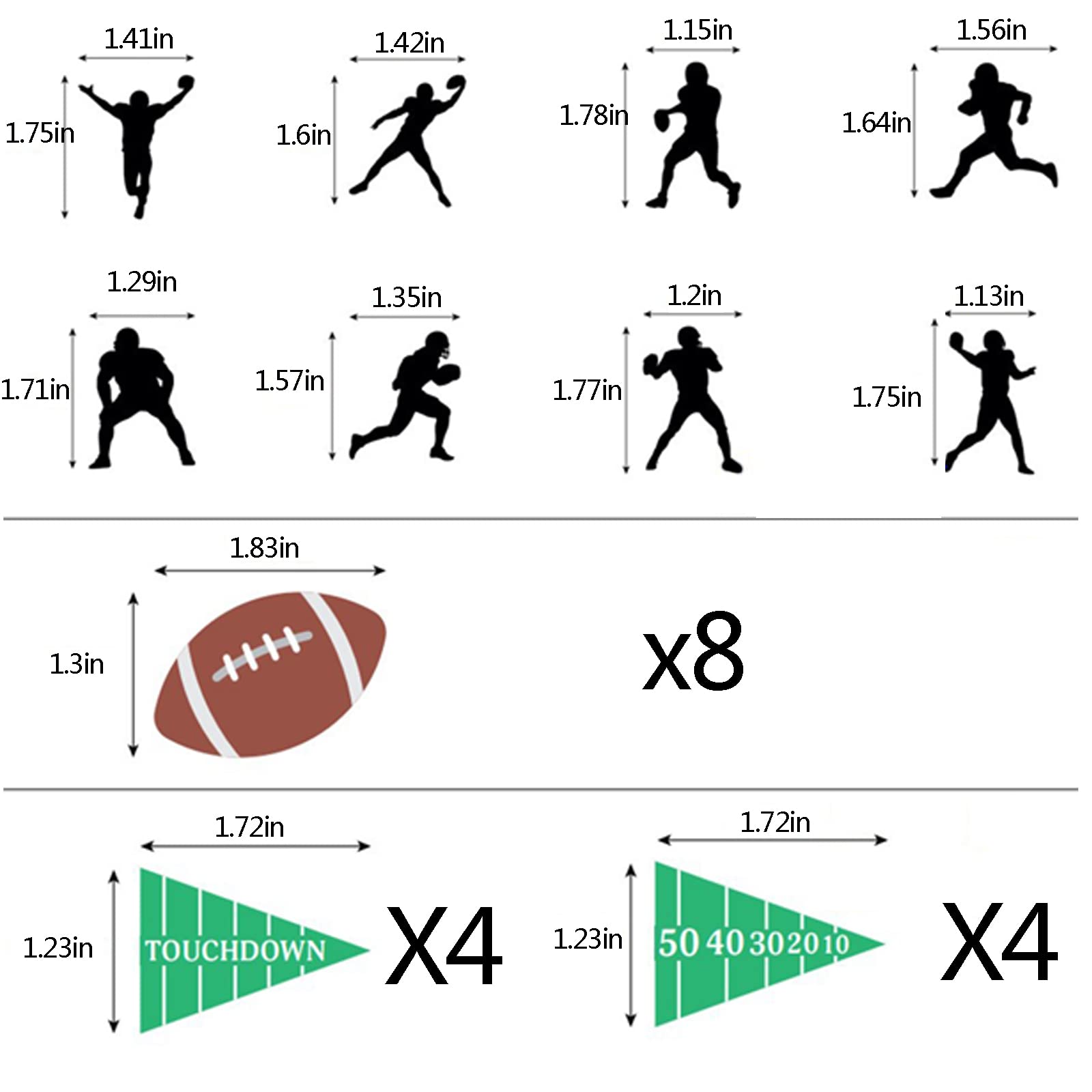 yinupet 24 Pcs Football Cupcake Toppers – Rugby Ball Sports Party Picks for Birthday