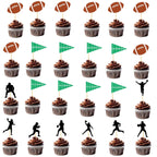 yinupet 24 Pcs Football Cupcake Toppers – Rugby Ball Sports Party Picks for Birthday