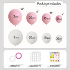 Yishebapa 135pcs Pink & White Balloon Arch Kit – 18/12/10/5 Inch Balloons for Baby Shower, Gender Reveal, Birthday, Wedding