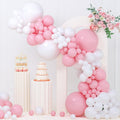 Yishebapa 135pcs Pink & White Balloon Arch Kit – 18/12/10/5 Inch Balloons for Baby Shower, Gender Reveal, Birthday, Wedding