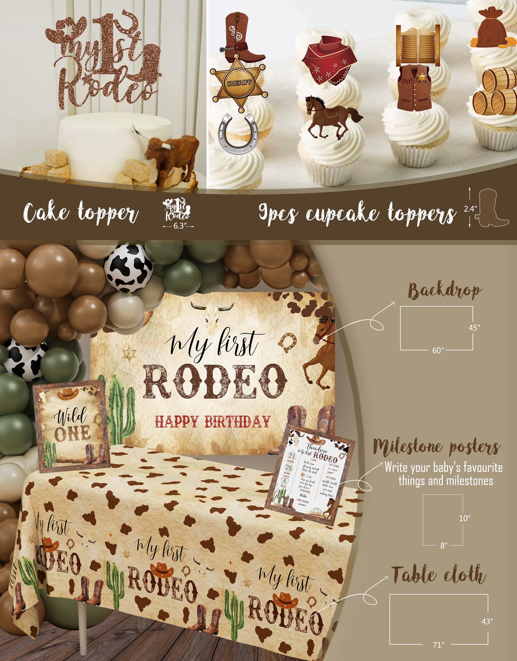 YJDFWAUT Western Cowboy 1st Birthday Decorations – My First Rodeo Party Box for Boys