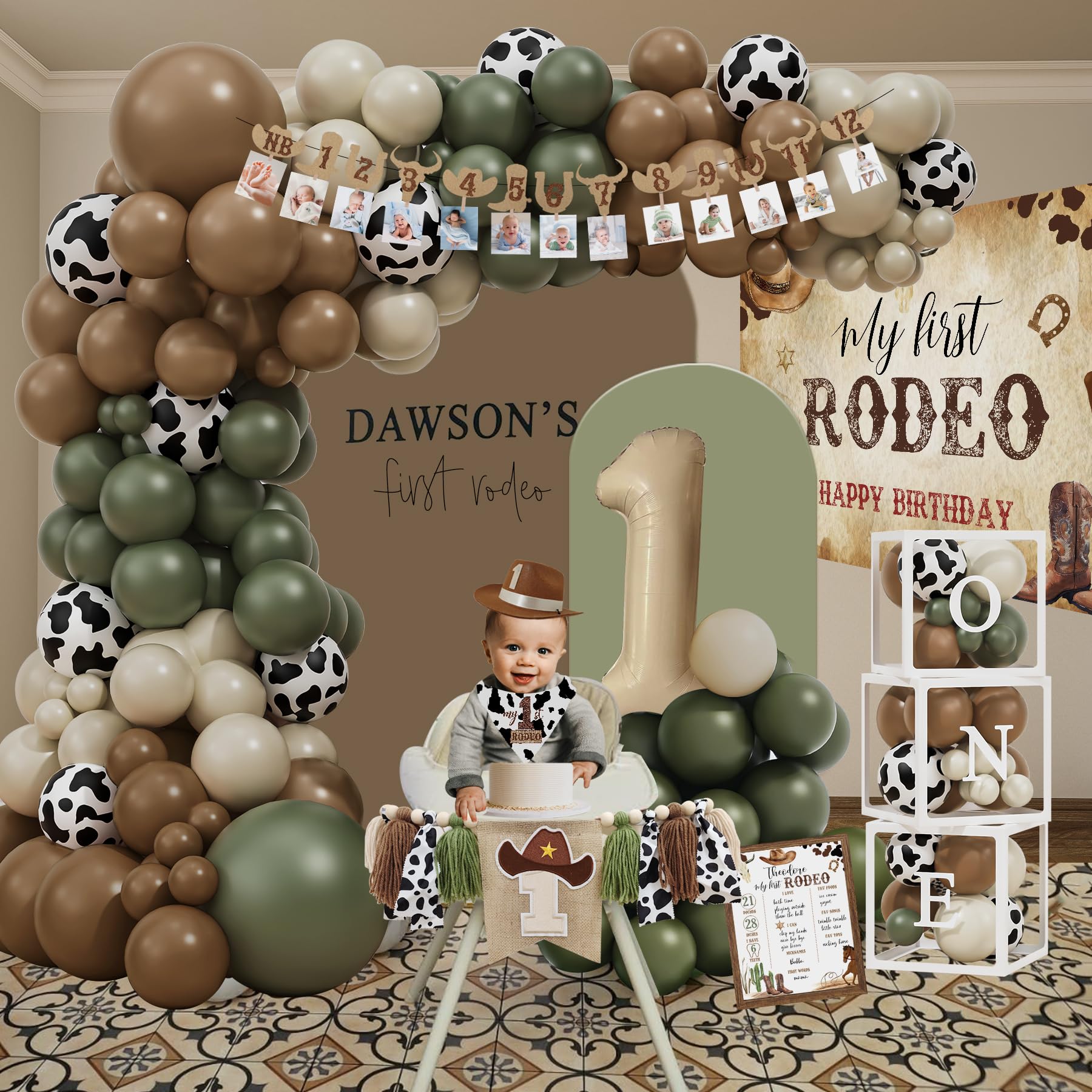 YJDFWAUT Western Cowboy 1st Birthday Decorations – My First Rodeo Party Box for Boys
