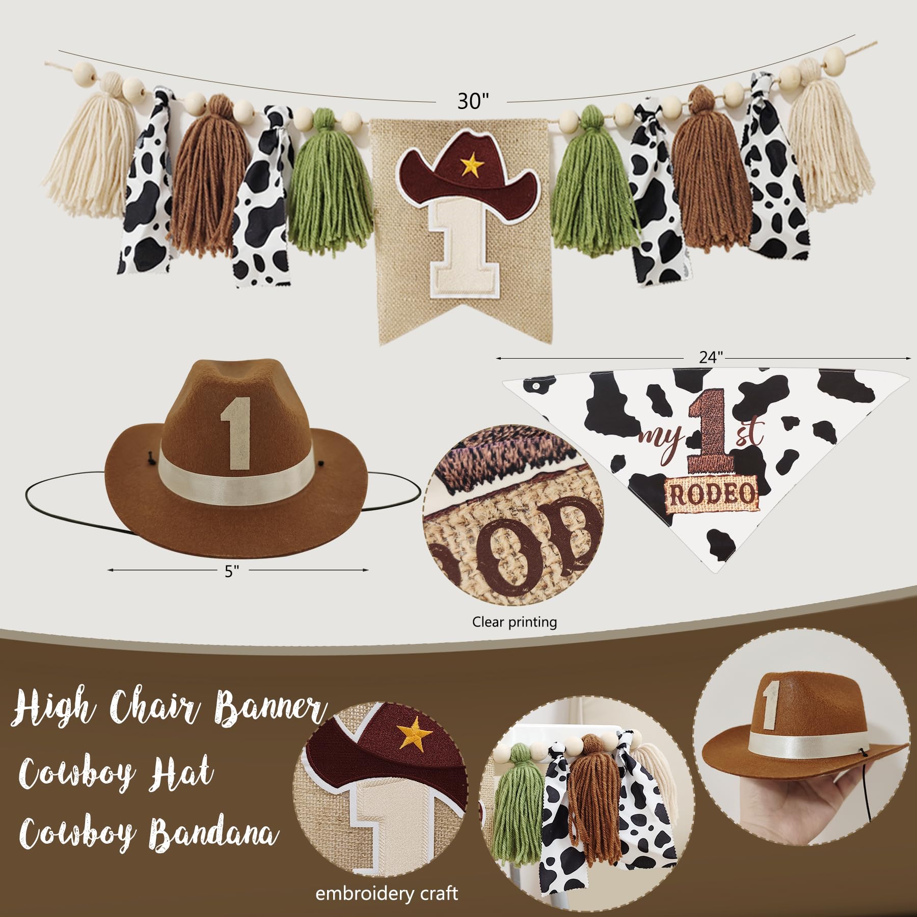 YJDFWAUT Western Cowboy 1st Birthday Decorations – My First Rodeo Party Box for Boys