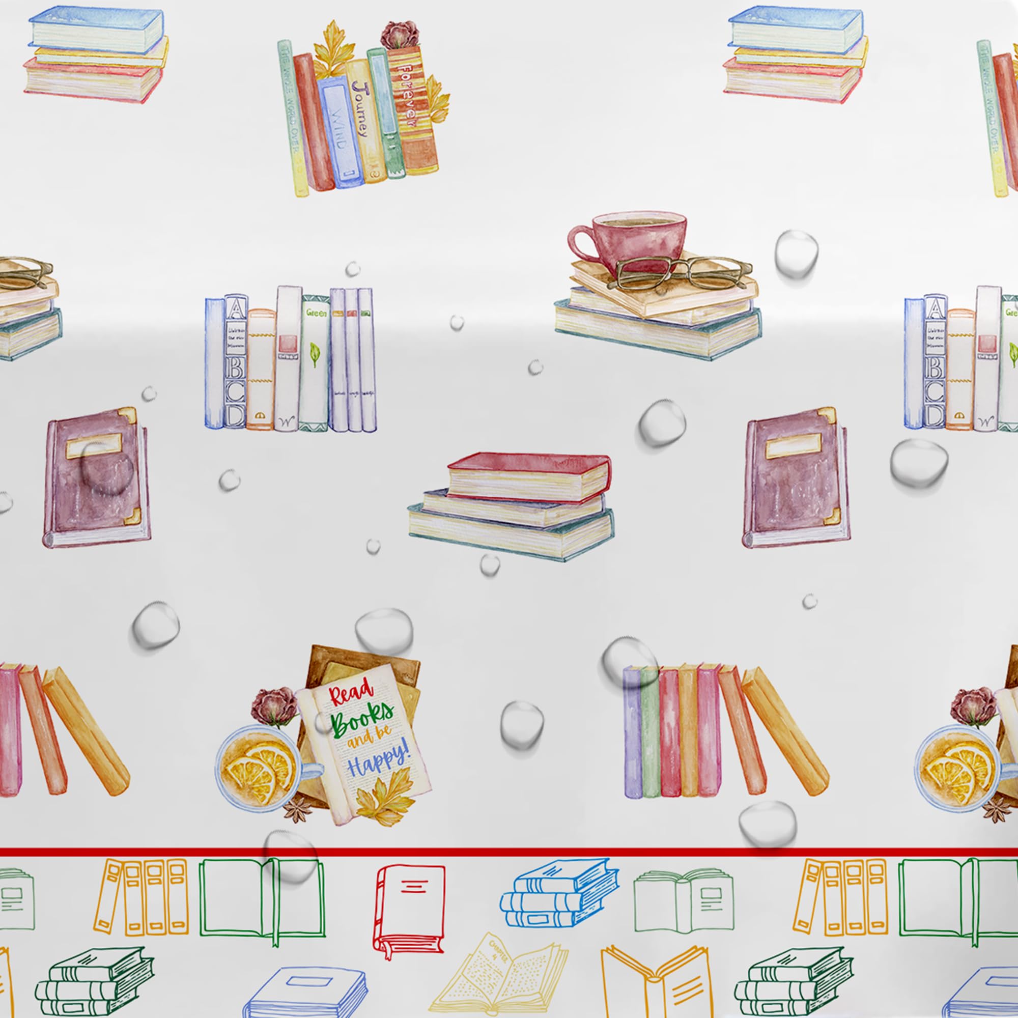 YJRJSC Book Themed Party Tablecloth - 3 Pcs, 54x108 in, Disposable Library Reading Theme